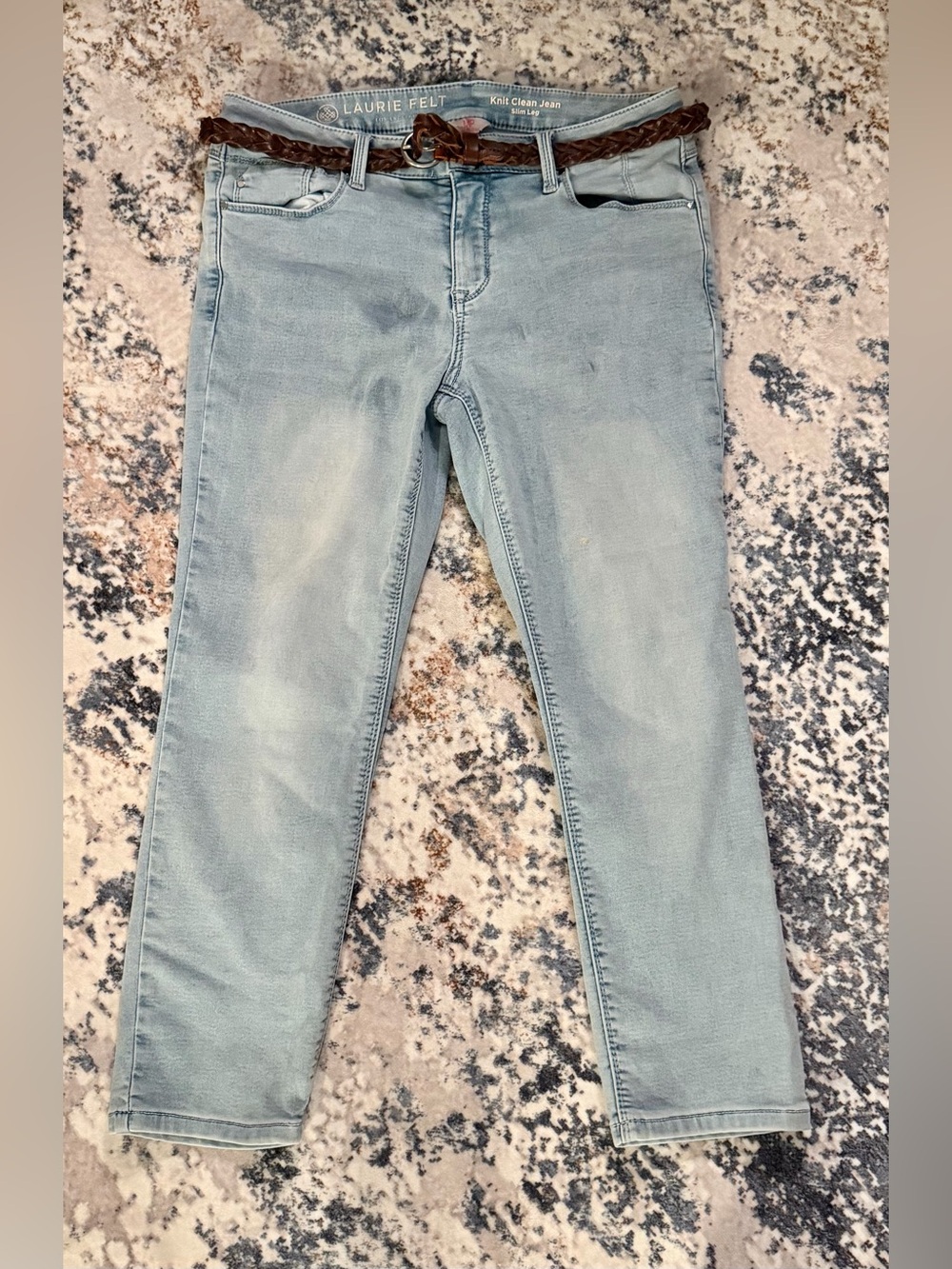 Laurie Felt Knit Clean Slim Leg Jeans MP Light Wash